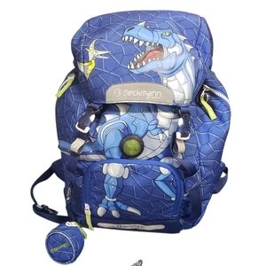 Beckmann Of Norway Backpack Kids Classic 22L Dinosaur Blue Rain Cover School Bag